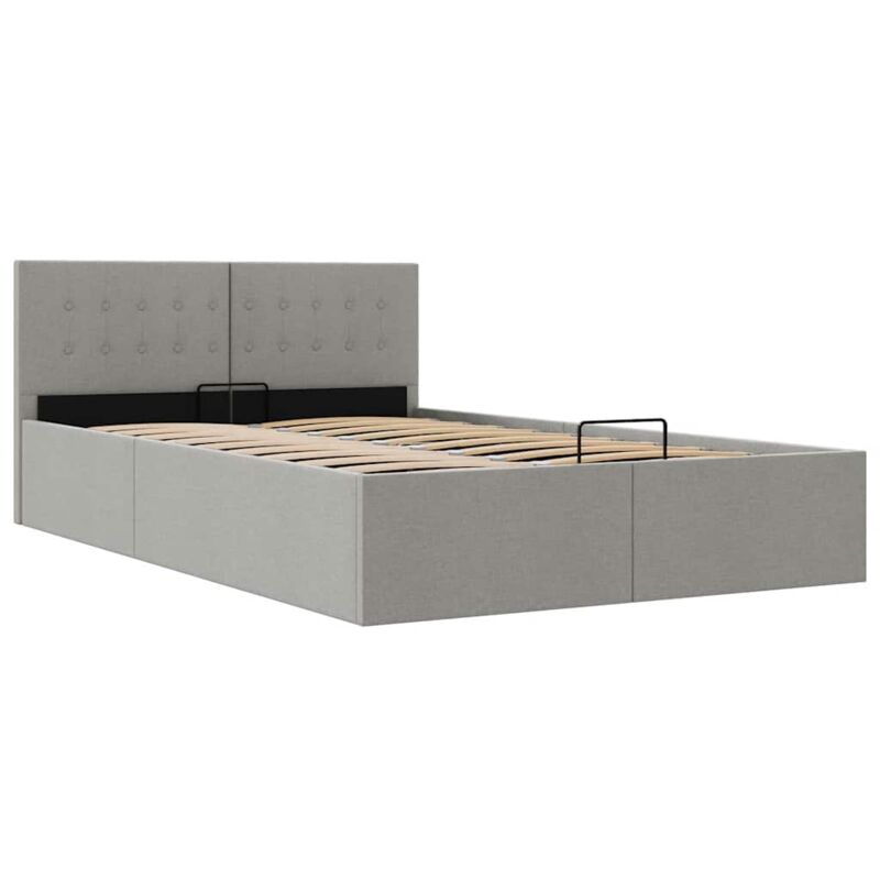 

vidaXL Cama Canapé Hidráulica con Almacenaje Tela Gris Claro 140x200 cm - Gris