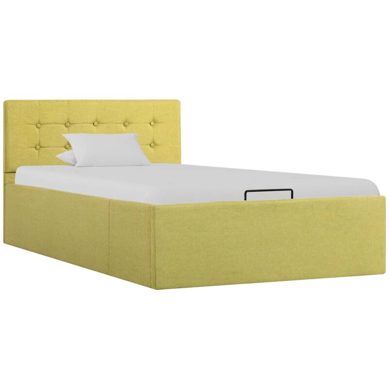 

vidaXL Cama Canapé Hidraúlica con Almacenaje Tela Amarillo Lima 100x200 cm - Amarillo