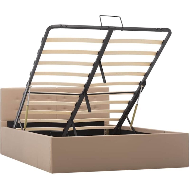 

vidaXL Cama Canapé Hidráulica Cuero Sintético Capuchino 120x200 cm - Marrón