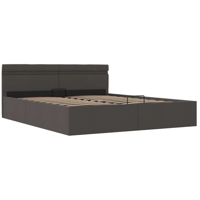 

Cama Canapé Hidráulica con Almacenaje y LED Tela Gris Oscuro 180x200cm - Gris - Vidaxl