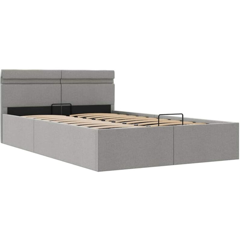 

vidaXL Cama Canapé Hidráulica con Almacenaje y LED Tela Gris Claro 120x200cm - Gris