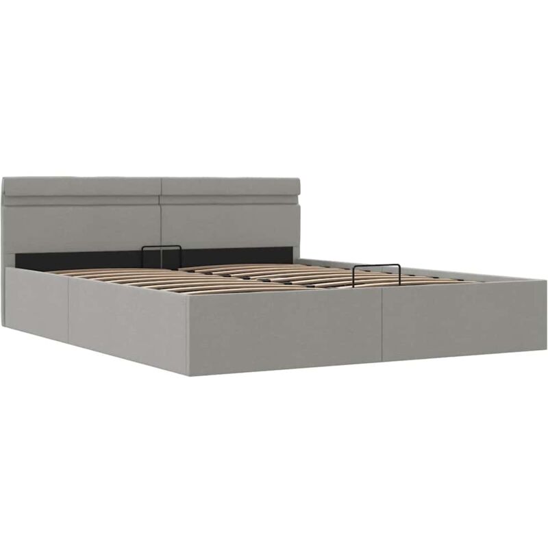 

Cama Canapé Hidráulica con Almacenaje y LED Tela Gris Claro 160x200cm - Gris - Vidaxl