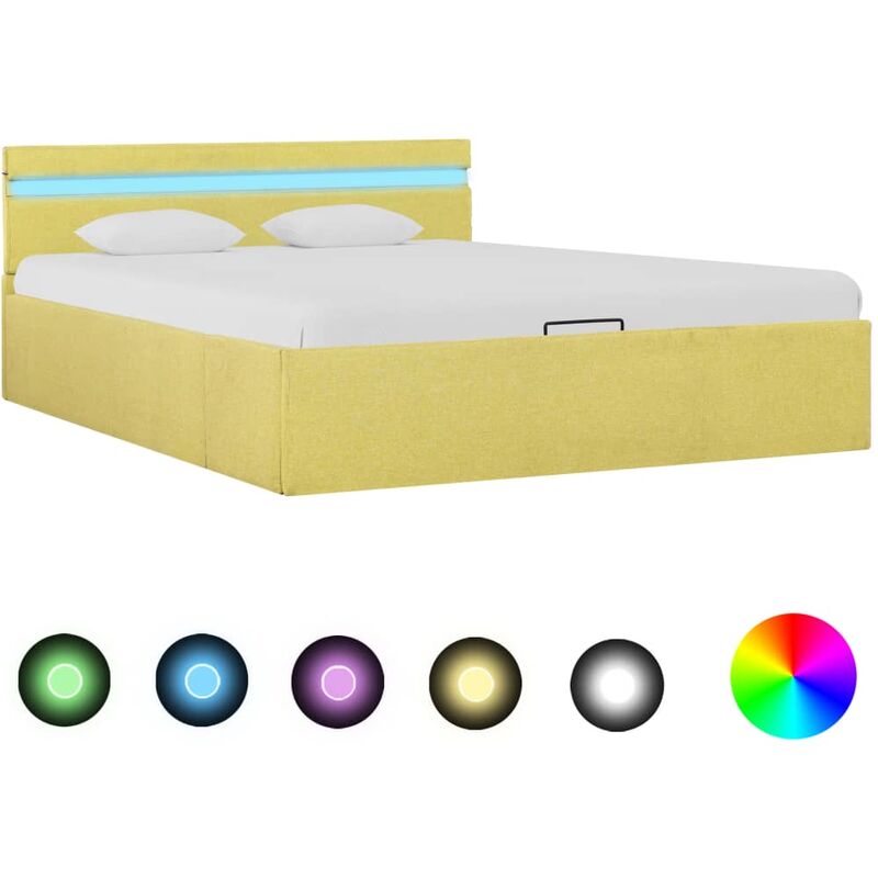 

Cama Canapé Hidráulica con Almacenaje y LED Tela Amarillo Lima 140x200 cm - Amarillo - Vidaxl