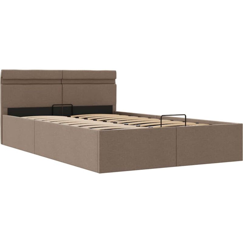 

Cama Canapé Hidráulica con Almacenaje y LED Tela Gris Topo 140x200 cm - Marrón - Vidaxl