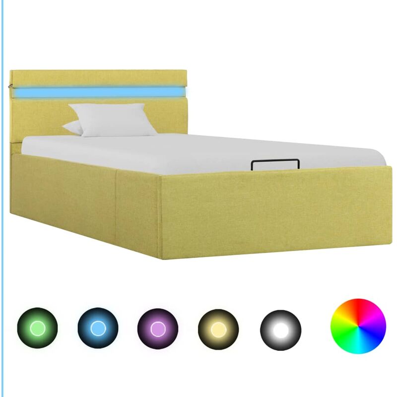 

Cama canapé hidraúlica con LED tela amarillo lima 100x200 cm