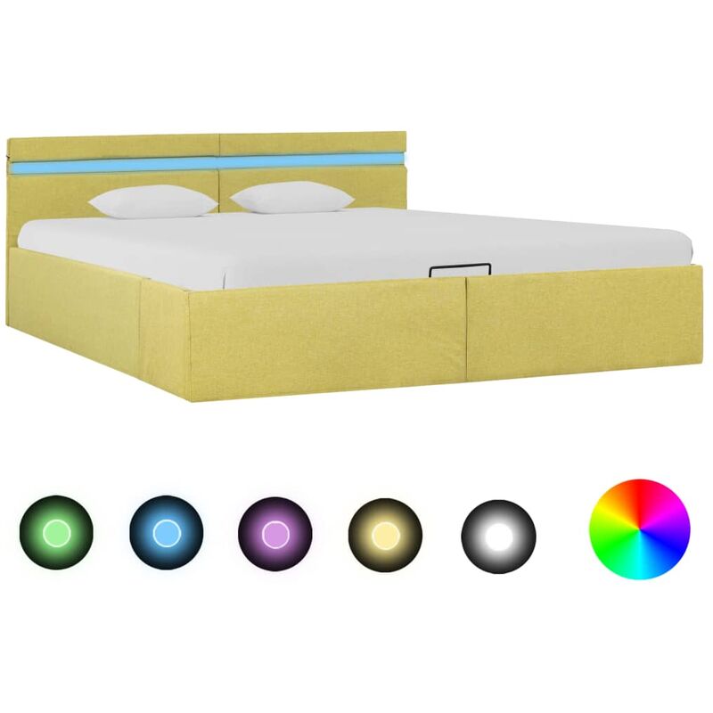 

Cama canapé hidraúlica con LED tela amarillo lima 160x200 cm