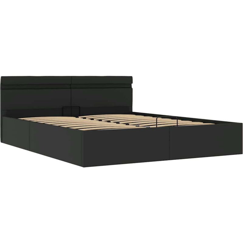 

Cama Canapé Hidráulica con LED Cuero Sintético Negra 160x200 cm - Negro - Vidaxl