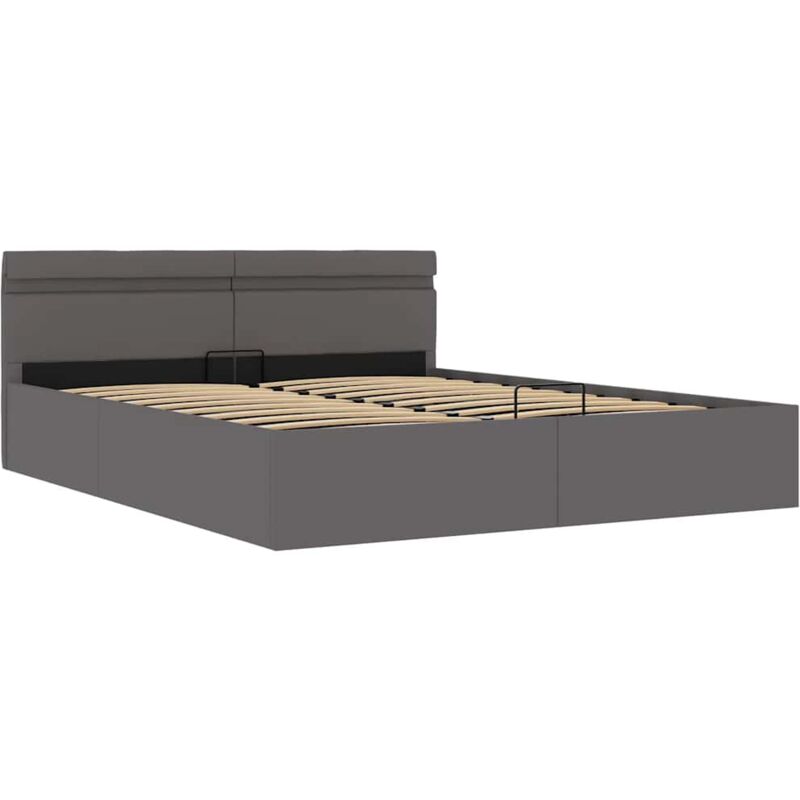 

Cama Canapé Hidráulica con LED Cuero Sintético Gris 160x200cm - Gris - Vidaxl