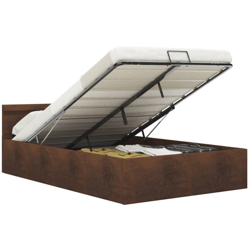 

Cama Canapé Hidráulica con LED Tela Marrón 120x200 cm - Marrón - Vidaxl