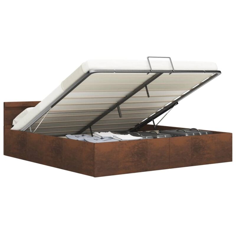 

Cama Canapé Hidráulica con LED Tela Marrón 180x200 cm - Marrón - Vidaxl