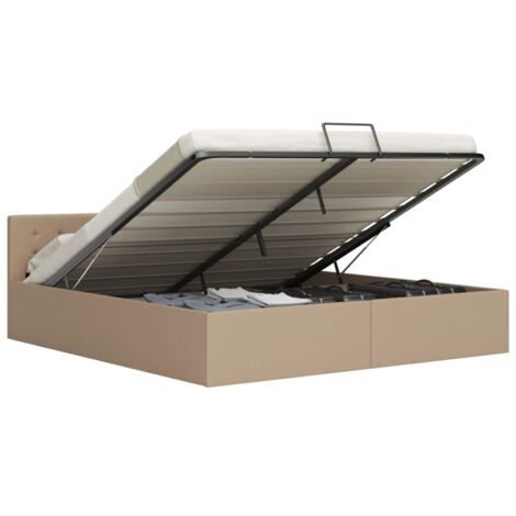 Cama canapé hidráulica cuero sintético capuchino 160x200 cm