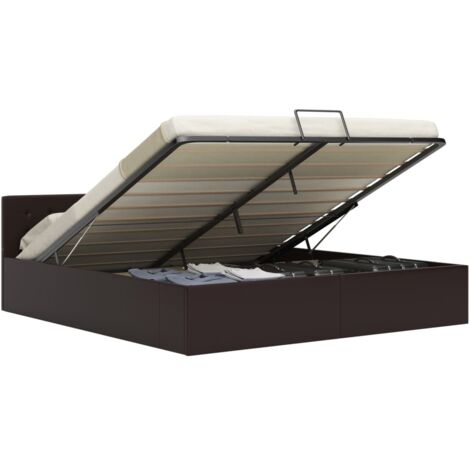 Cama canapé hidráulica cuero sintético gris 180x200 cm
