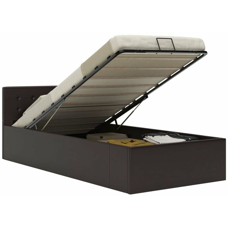 

Cama canape hidraulica cuero sintetico gris 90x200 cm