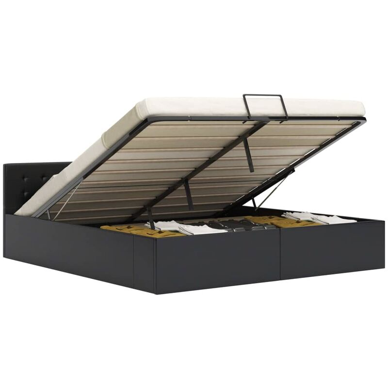 

Cama canapé hidráulica cuero sintético negro 180x200 cm