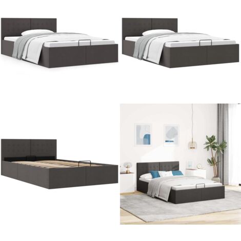 Cama canapé hidráulica de almacenaje sin colchón gris 140x200cm - Cama hidráulica - Cama con mecanismo de elevación
