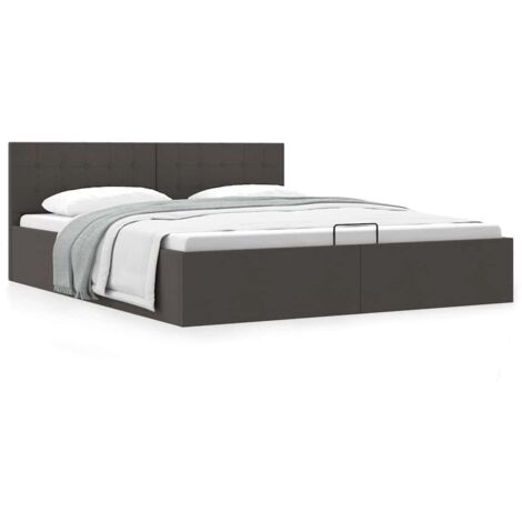 Cama canapé hidráulica de almacenaje sin colchón gris 160x200cm