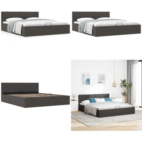 Cama canapé hidráulica de almacenaje sin colchón gris 160x200cm - Cama con almacenamiento - Cama de matrimonio