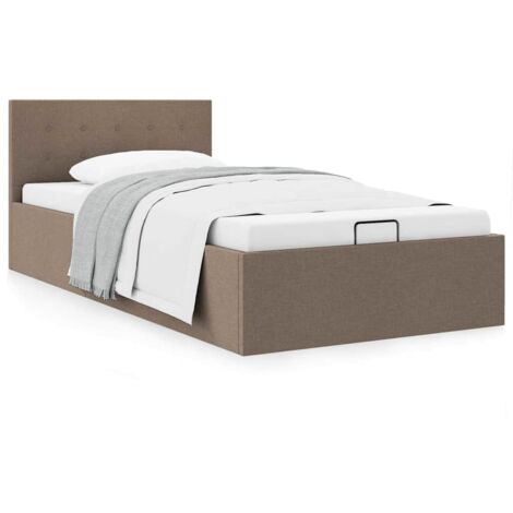 Cama canapé hidráulica de almacenaje sin colchón taupe 90x200cm