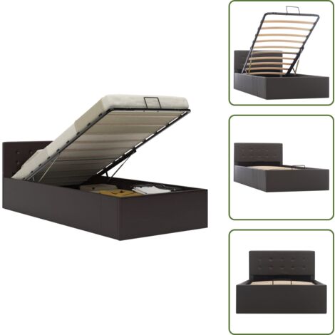 Cama canapé - vidaXL Cama canapé hidráulica de almacenaje sin colchón gris 100x200cm - Cama con mecanismo hidráulico