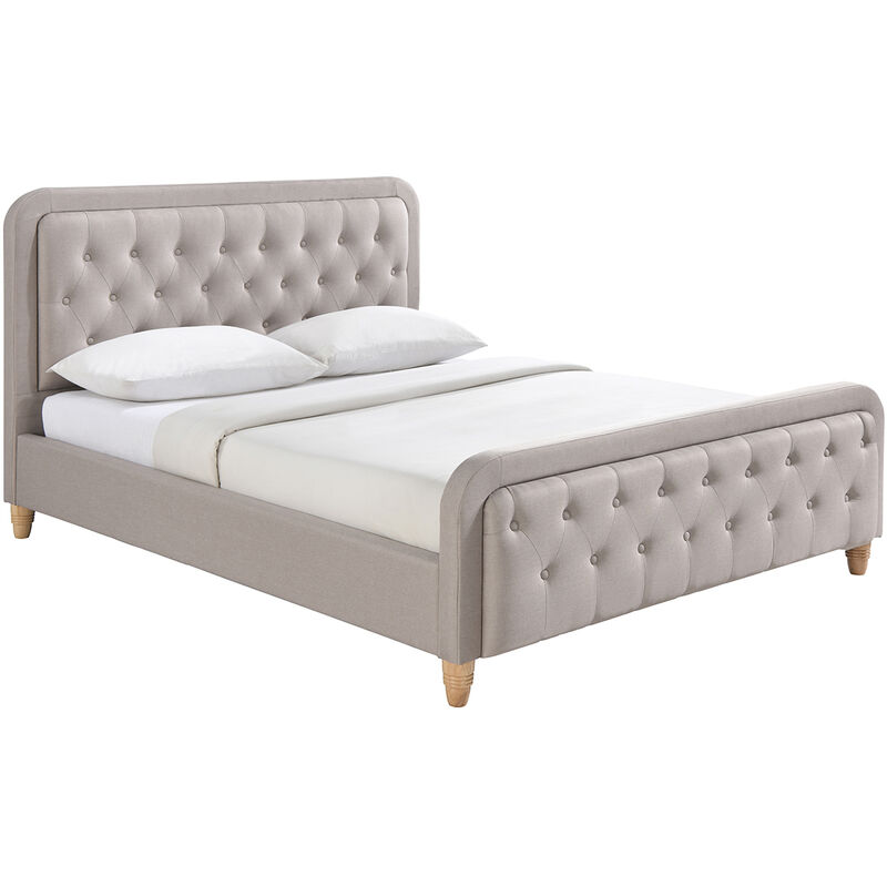 

Cama capitoné tejido beige 160 x 200cm KRISTEN
