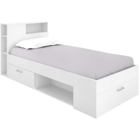 Cama compacta Pozo Alcón de 90 cm en blanco 95 cm(alto)99cm(ancho)218 cm(largo)