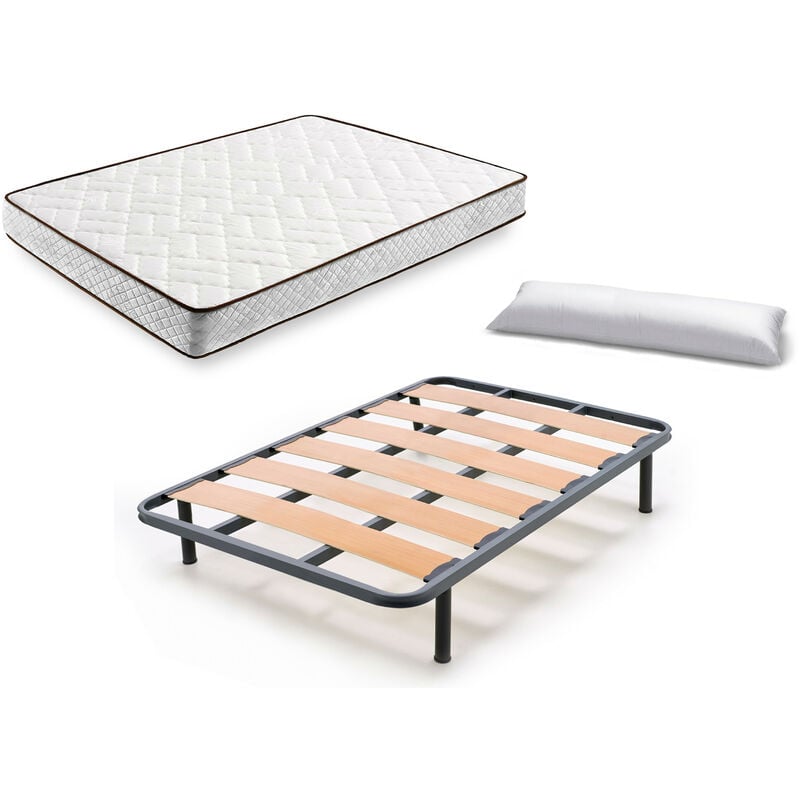 

Cama Completa - Colchon Flexitex + Somier Lama Ancha + Patas + Almohada de Fibra 105X180