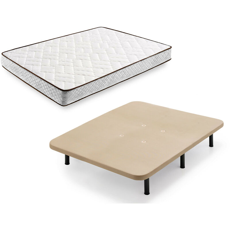 

Cama Completa - Colchon Flexitex + Base Tapizada 3d + 6 Patas De 32cm, 135x190 Cm