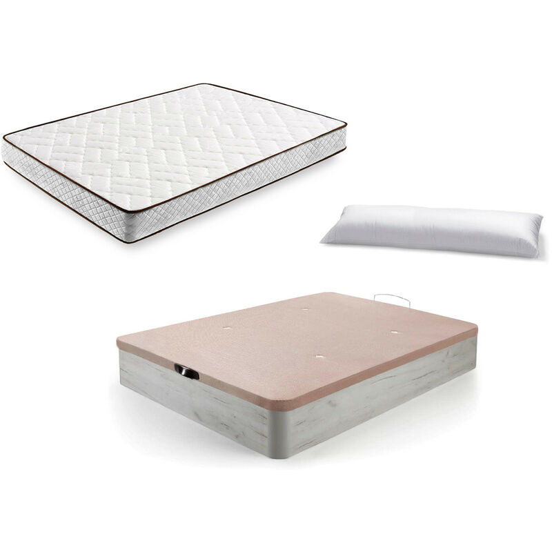 

Hogar24 - Cama Completa - Colchon Flexitex + Canape Abatible De Madera Color Blanco Vintage + Almohada De Fibra, 105x190 Cm