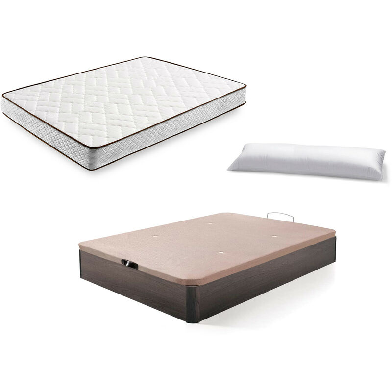 

Hogar24 - Cama Completa - Colchon Flexitex + Canape Abatible De Madera Color Wengue + Almohada De Fibra, 90x190 Cm
