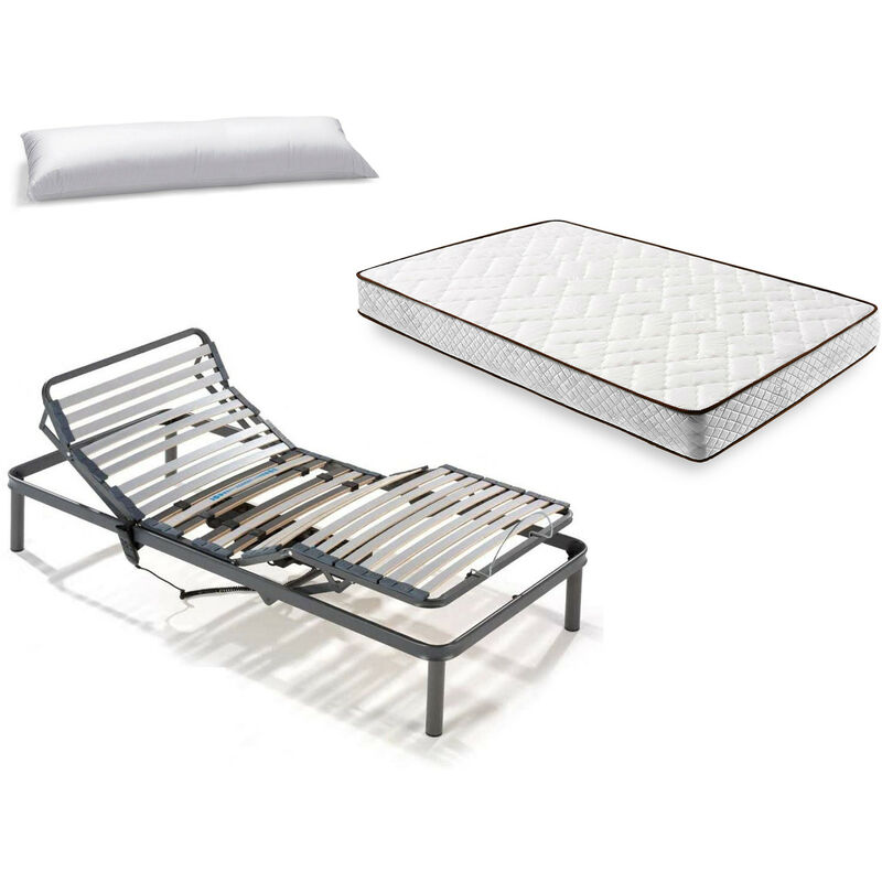 

Hogar24 - Cama Completa - Colchón Flexitex con Tejido 3D y Aloe Vera, Altura 18 cm + Somier Articulado con Motor y Patas de 25 cm + Almohada de