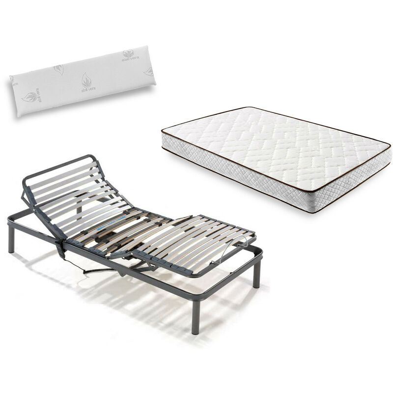 

Cama Completa - Colchón Flexitex con Tejido 3D y Aloe Vera, Altura 18 cm + Somier Articulado con Motor y Patas de 25 cm + Almohada Viscoelástica,