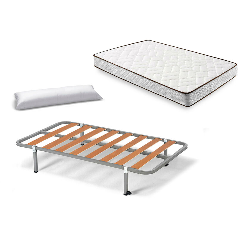 

Hogar24 - Cama Completa - Colchón Flexitex con Tejido 3D y Aloe Vera, Altura 18 cm + Somier Basic con Patas de 25 cm + Almohada de Fibra, 105x190 cm