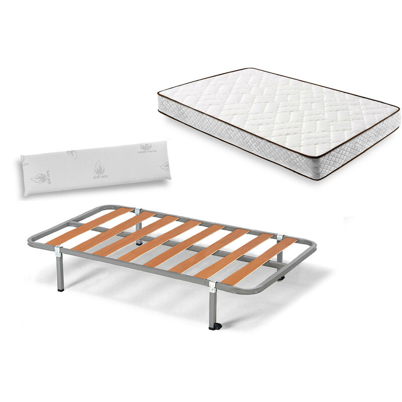 

Hogar24 - Cama Completa - Colchón Flexitex con Tejido 3D y Aloe Vera, Altura 18 cm + Somier Basic con Patas de 32 cm + Almohada Viscoelástica,