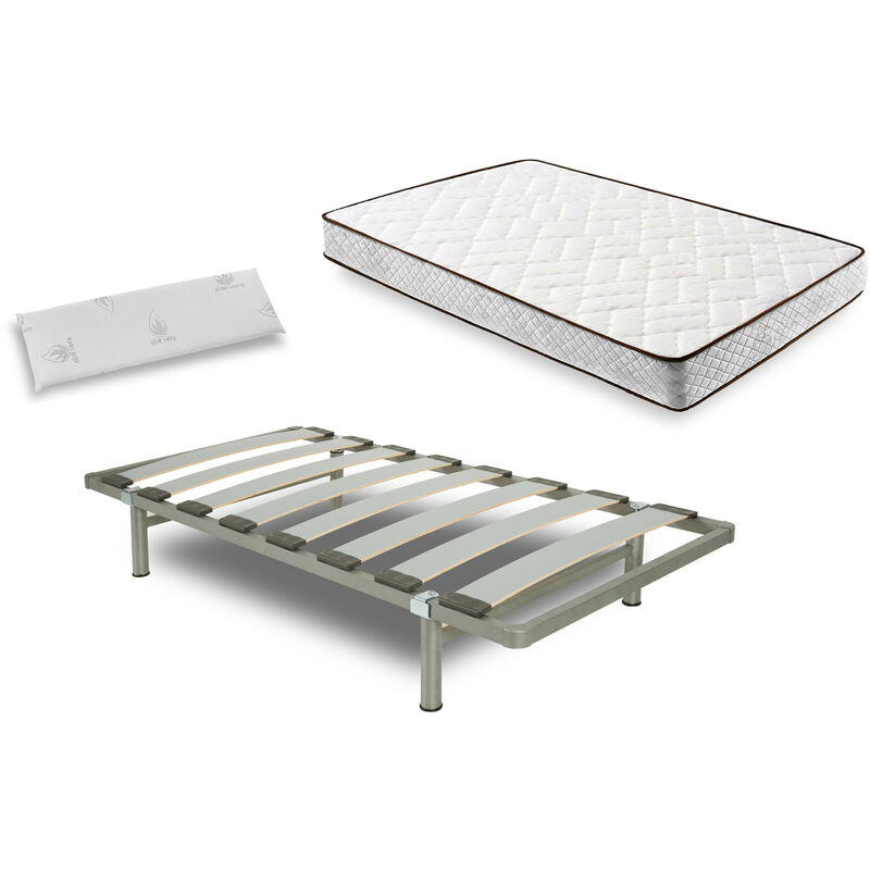 

Hogar24 - Cama Completa - Colchón Flexitex con Tejido 3D y Aloe Vera, Altura 18 cm + Somier Desmontable con Patas de 25 cm + Almohada Viscoelástica,