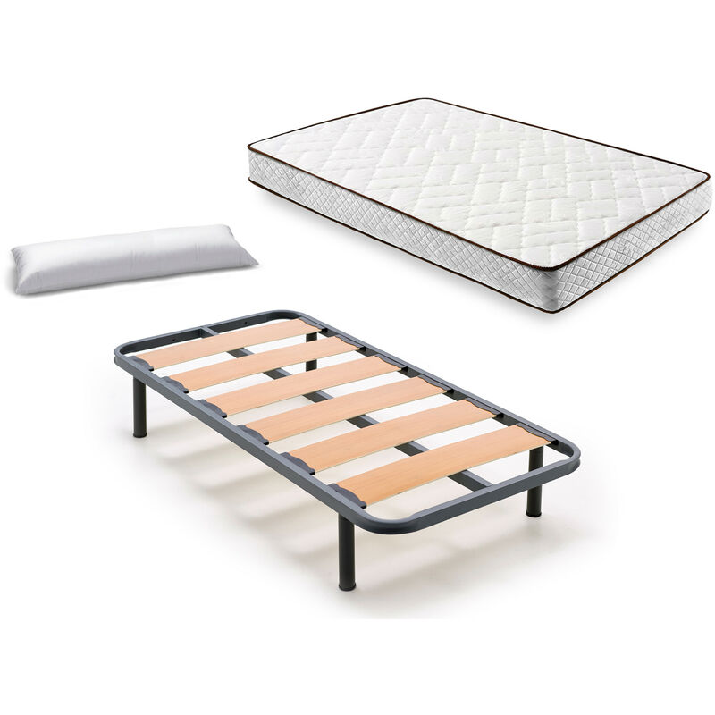 

Hogar24 - Cama Completa - Colchón Flexitex con Tejido 3D y Aloe Vera, Altura 18 cm + Somier Lama Ancha con Patas de 25 cm + Almohada de Fibra, 80x200