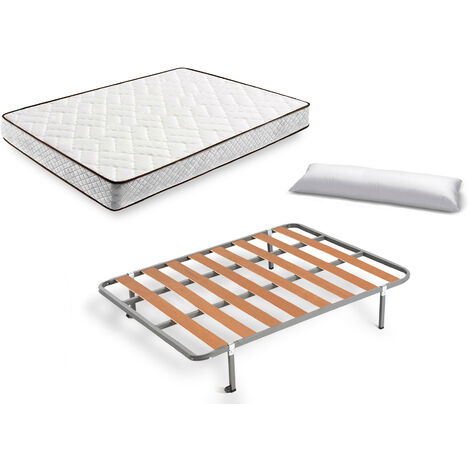 Cama Completa - Colchon Flexitex + Somier Basic + 4 Patas de 32cm + Almohada de Fibra