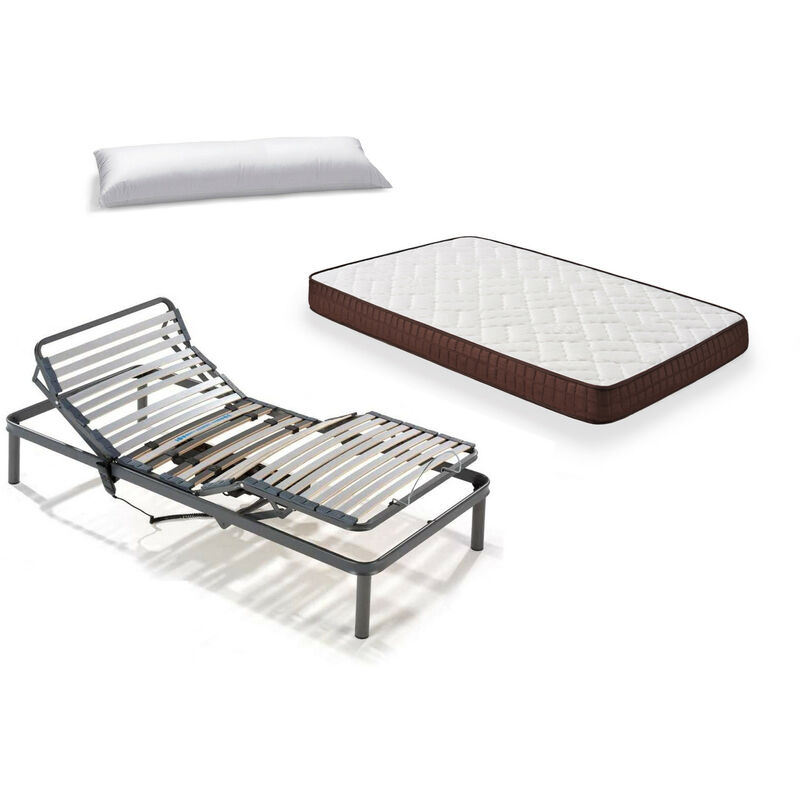 

Hogar24 - Cama Completa - Colchon Viscobrown Doble Capa Viscosoft, Altura 15 cm + Somier Articulado con patas de 25cm + Almohada de Fibra, 90x190 cm