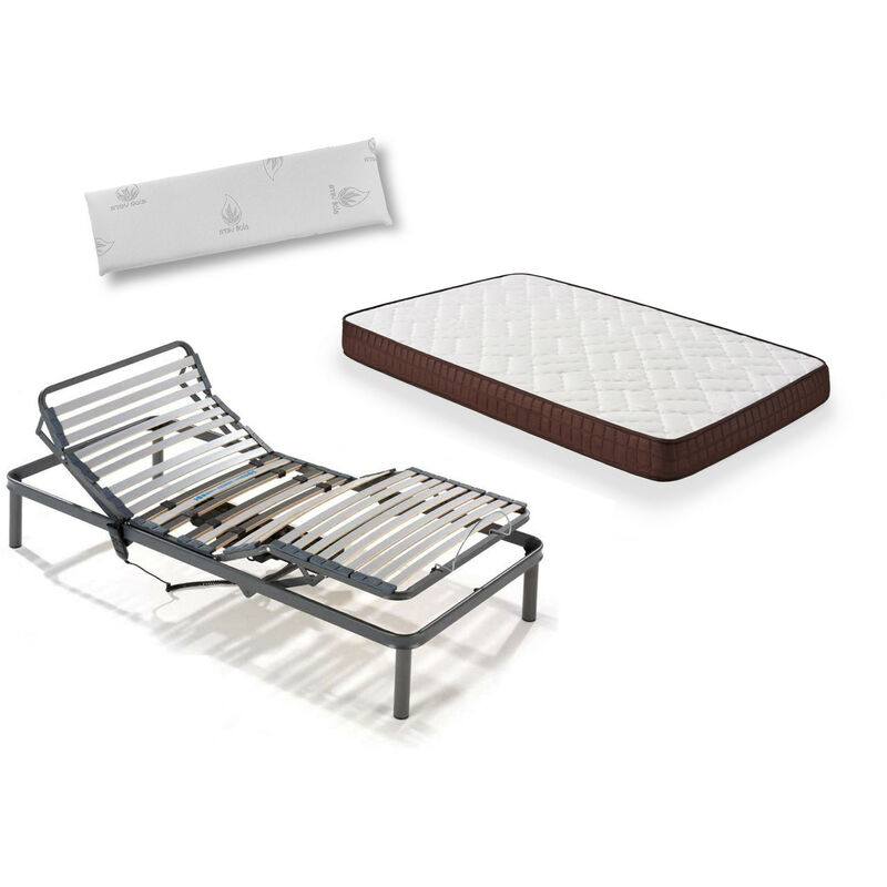 

Hogar24 - Cama Completa - Colchon Viscobrown Doble Capa Viscosoft, Altura 15 cm + Somier Articulado con Patas de 25cm + Almohada Viscoelastica,