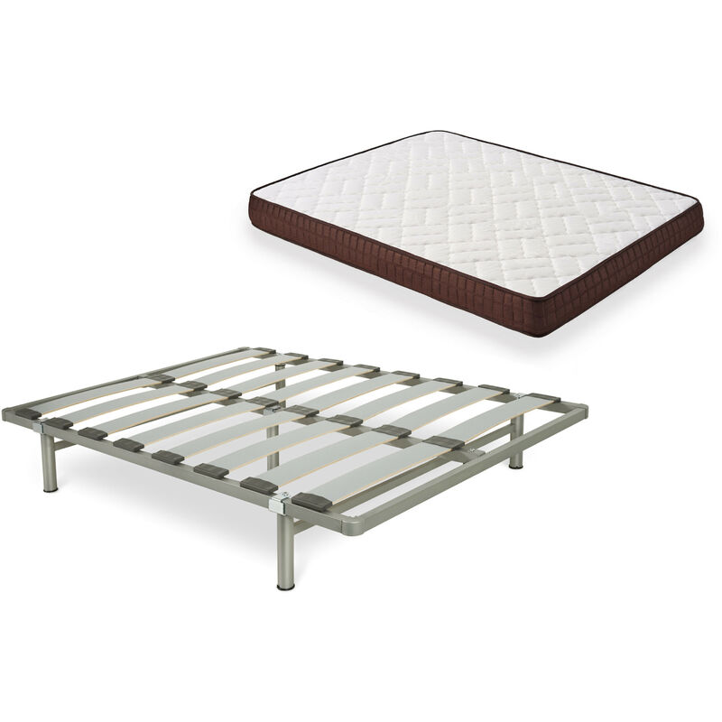 

Cama Completa - Colchon Viscobrown Doble Capa Viscosoft, Altura 15 cm + Somier Desmontable + Patas de 25 cm, 140x190 cm