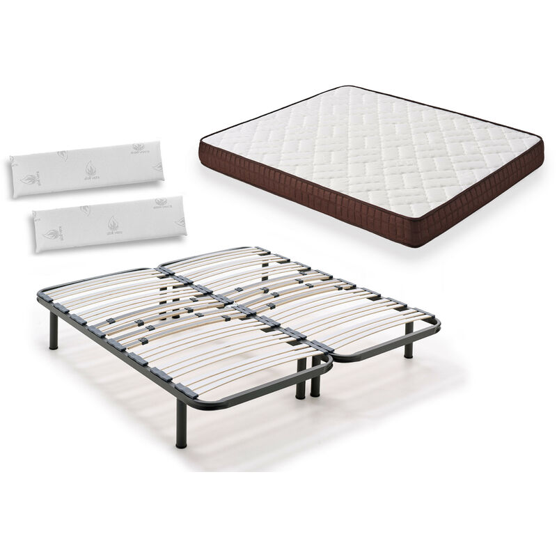 

Hogar24 - Cama Completa - Colchon Viscobrown Doble Capa Viscosoft, Altura 15 cm + Somier Multilaminas con Patas de 25 cm + Almohada Viscoelastica,