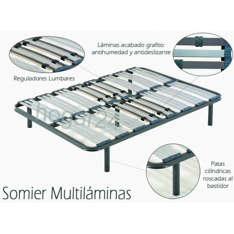 

Hogar24 - Cama Completa - Colchon Viscobrown Reversible + Somier Multilaminas + 5 Patas De 26cm + Almohada De Fibra, 150x180 Cm