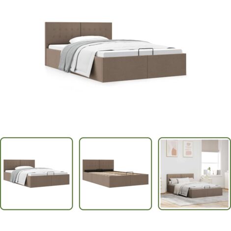 Cama con almacenamiento -  Cama canapé hidráulica almacenaje sin colchón taupe 120x200 cm