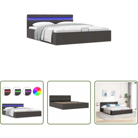 Cama con almacenamiento -  Cama canapé hidráulica de almacenaje sin colchón gris 160x200cm
