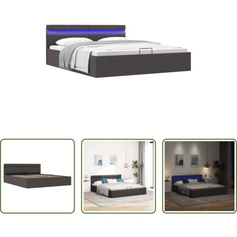 Cama con almacenamiento -  Cama canapé hidráulica de almacenaje sin colchón gris 180x200cm