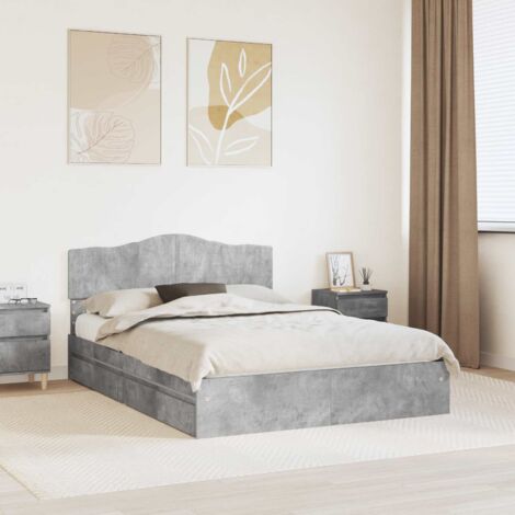 Cama con almacenamiento con cabecera Gris Concreto 150 x 200 cm