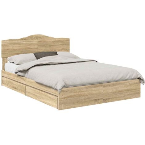 Cama con almacenamiento con cabecera Roble Sonoma 160 x 200 cm vidaXL