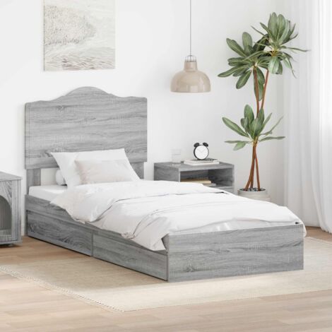 Cama con almacenamiento con cajón Gris  70 x 190 cm