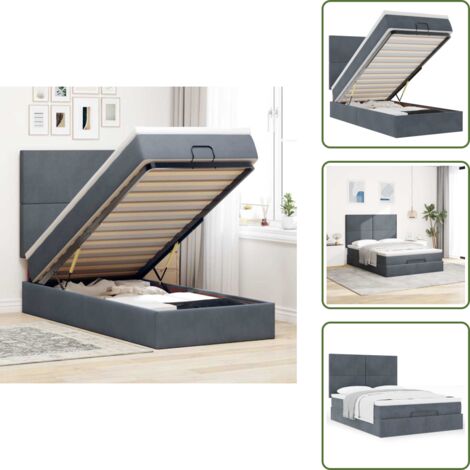 Cama con almacenamiento - vidaXL Estructura cama otomana colchones terciopelo gris oscuro - Cama hidráulica