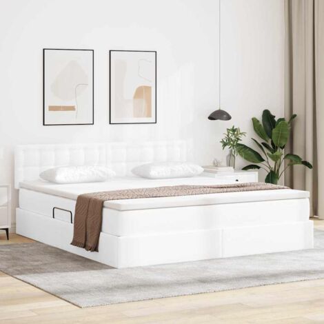 Cama con almacenamiento y LED Puro 160 x 200 cm Cuero sintético