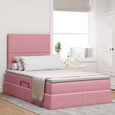 Cama con almacenamiento y LED Rosa 120 x 200 cm Terciopelo